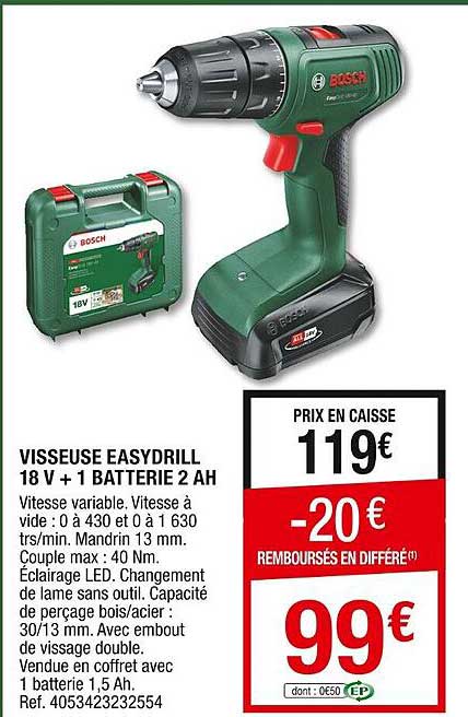 visseuse easydrill 18v + 1 batterie 2 ah bosch