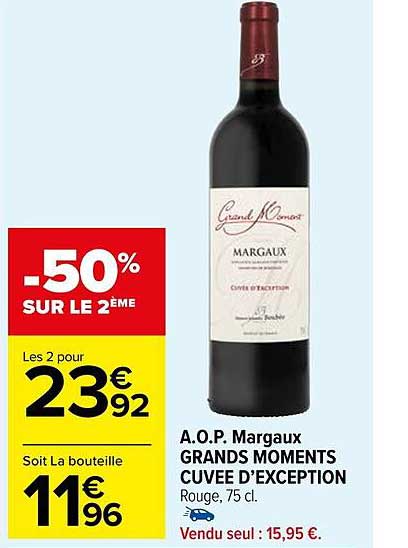 a.o.p. margaux grands moments cuvée d'exception