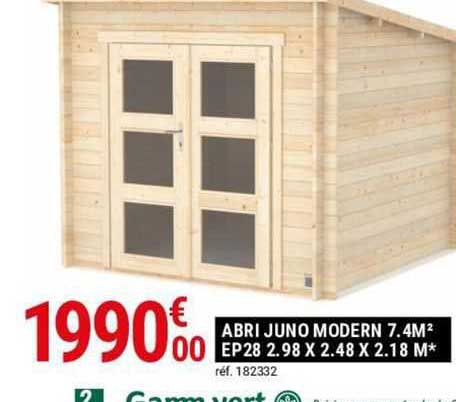 abri juno modern 7.4 m² ép 28 2.98 x 2.48 x 2.18 m
