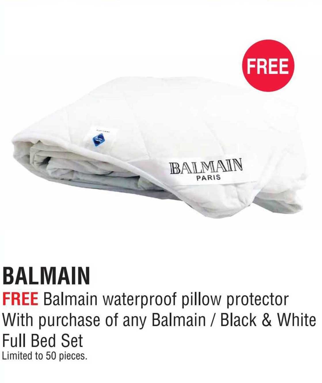 balmain, free balmain waterproof pillow protector with purchase of any balmain / black & white full bed set