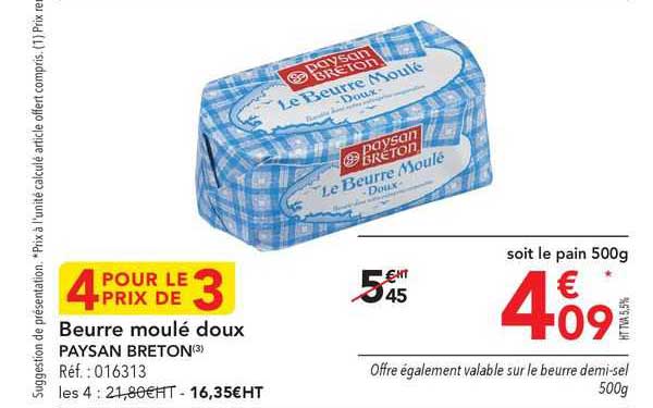 beurre moulé doux paysan breton