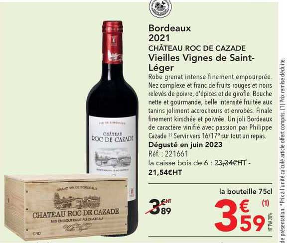 bordeaux 2021 château roc de cazade vieilles vignes de saint-léger
