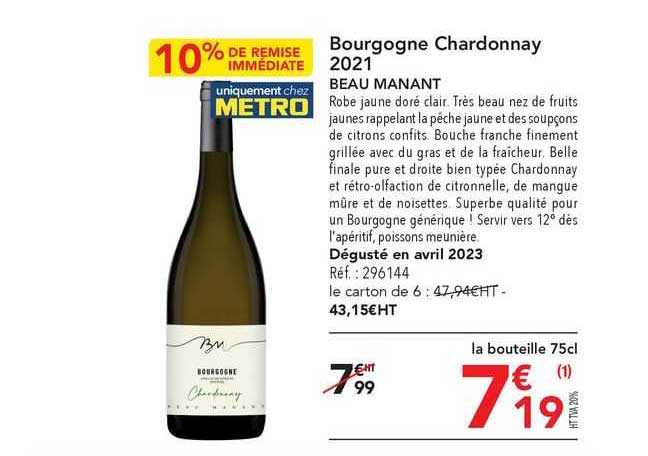 bourgogne chardonnay 2021 beau manant