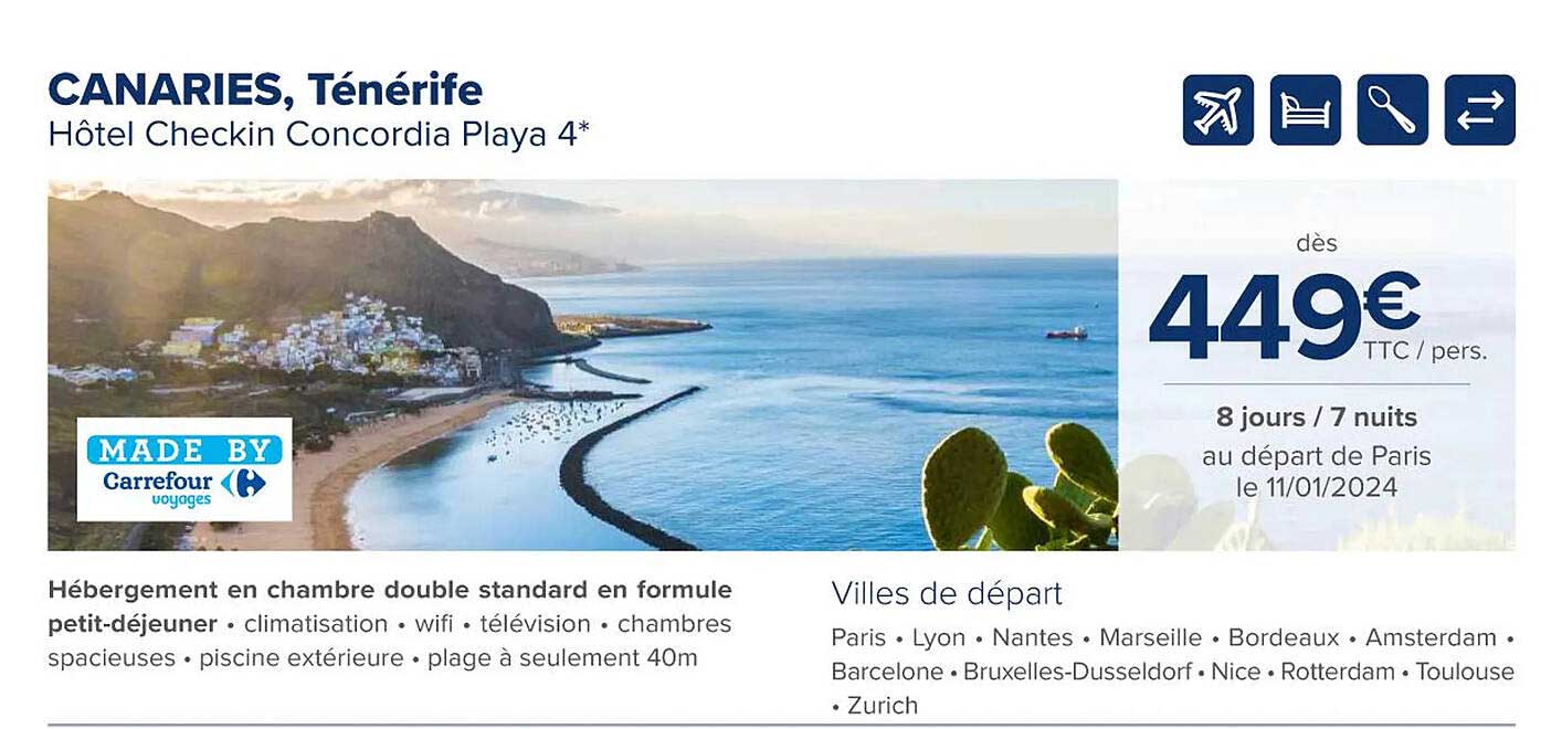 canaries, ténérife hôtel checkin concordia playa 4*