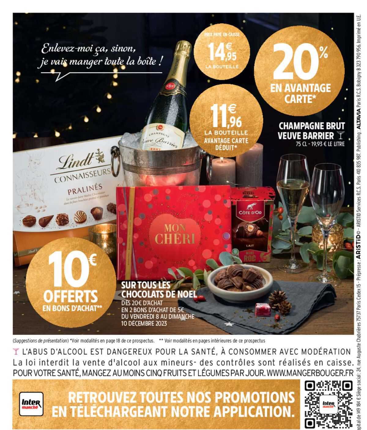 chocolats de noël, champagne brut veuve barrier