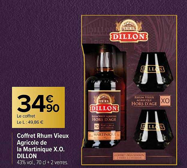 coffret rhum vieux agricole de la martinique x.o. dillon