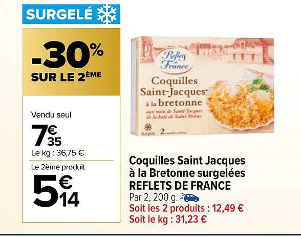 coquilles saint jacques à la bretonne surgelées reflets de france