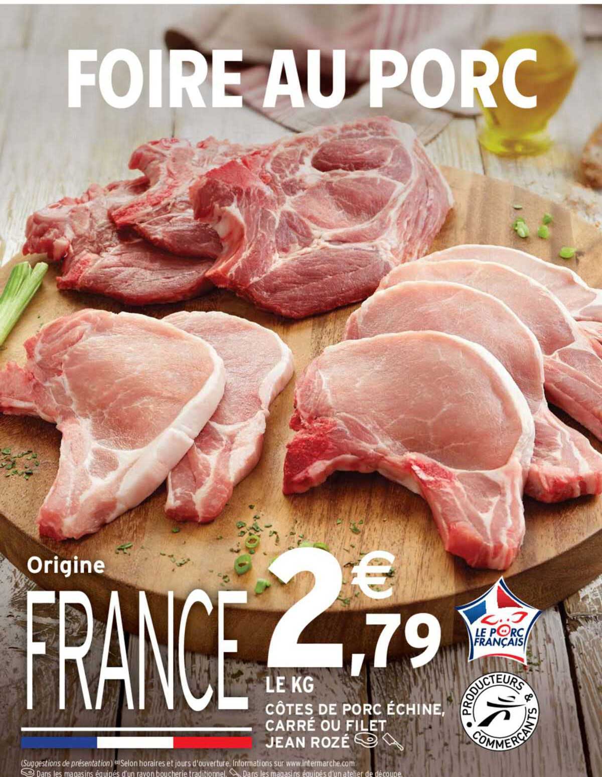 côtes de porc échine, carré ou filet jean rozé