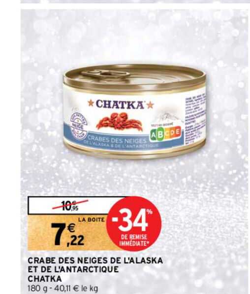 crabe des neiges de l'alaska et de l'antarctique chatka