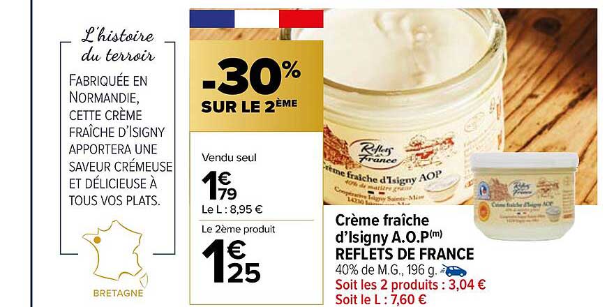 crème fraîche d'isigny a.o.p. reflets de france