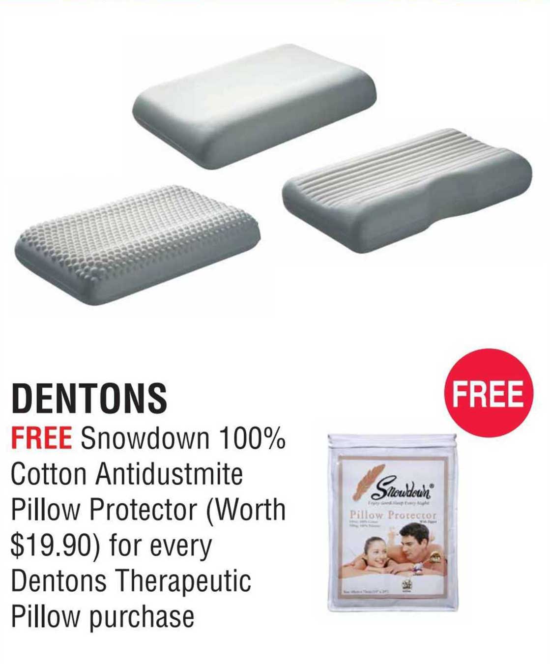 dentons , free snowdown 100% cotton antidustmite pillow protector