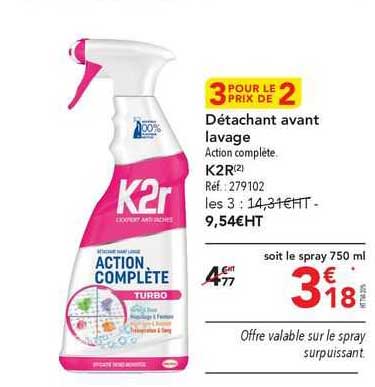détachant avant lavage k2r