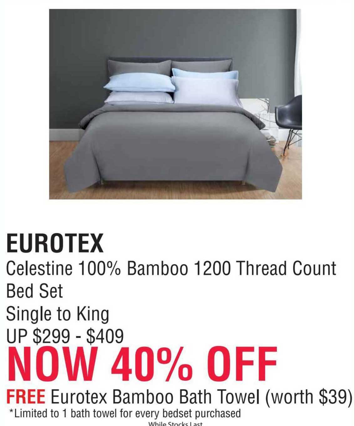 Eurotex Celestine 100% Bamboo 1200 Thread Count Bed Set