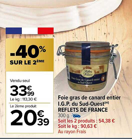 foie gras de canard entier i.g.p. du sud-ouest reflets de france