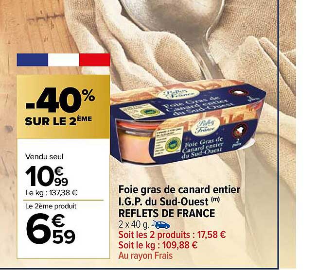 foie gras de canard entier i.g.p. du sud-ouest reflets de france