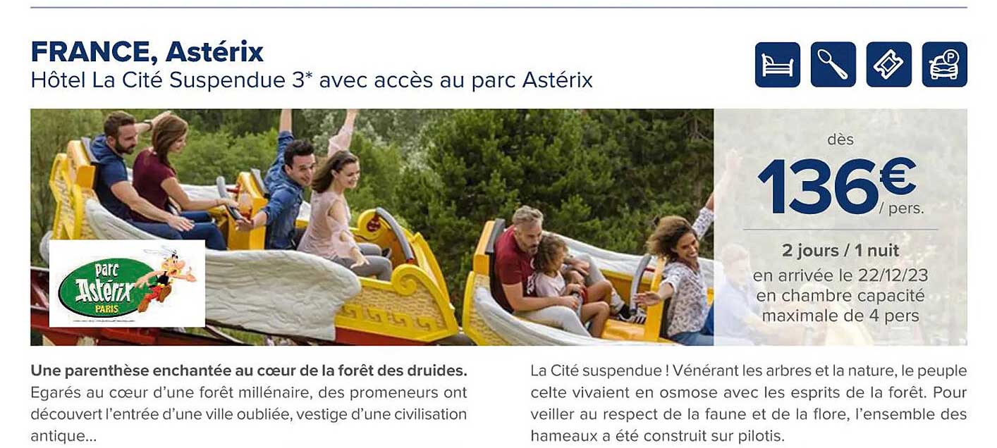 france, astérix hôtel la cité suspendue 3* avec accès au parc astérix