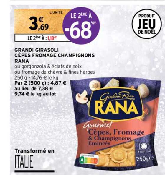 grandi girasoli cèpes fromage champignons rana
