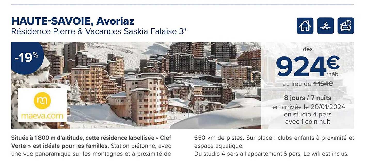 haute-savoie, avoriaz résidence pierre & vacances saskia falaise 3*