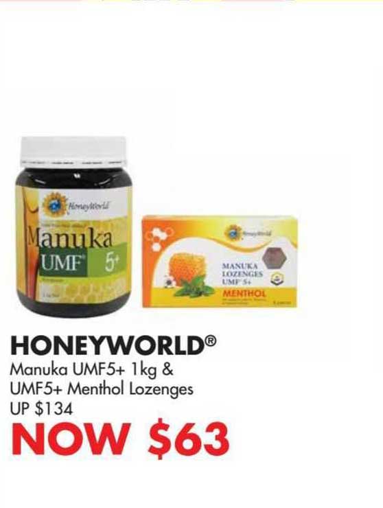 honeyworld manuka umf5+ 1kg & umf5+ menthol lozenges