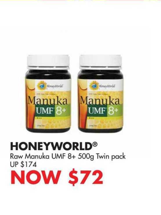 honeyworld raw manuka umf 8+ 500g twin pack