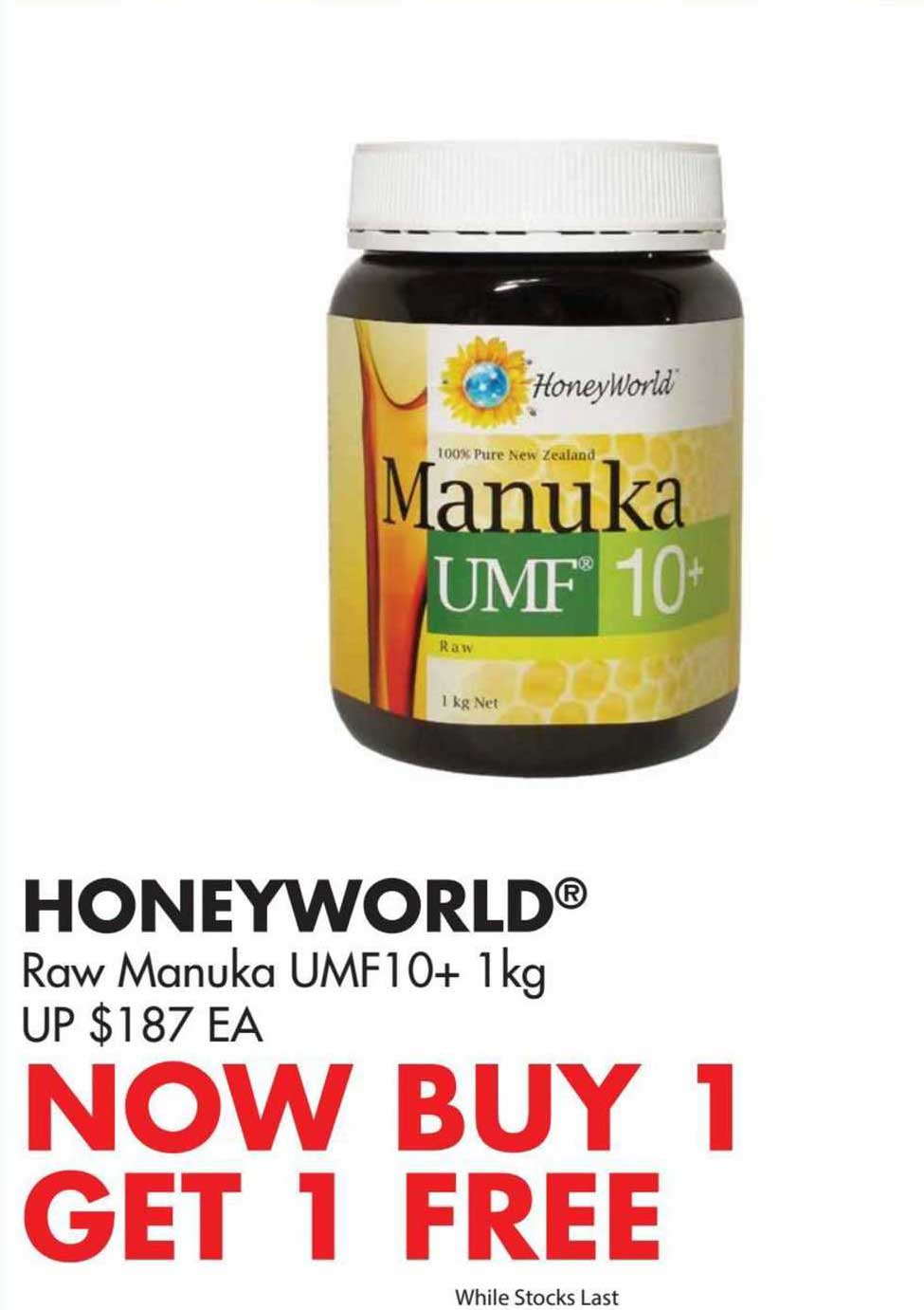 Honeyworld Raw Manuka Umf10+ 1kg