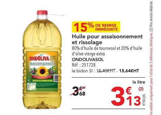 huile pour assaisonnement et rissoge ondolivasol