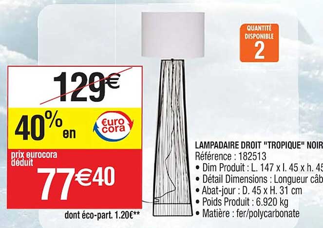 lampadaire droit "tropique" noir