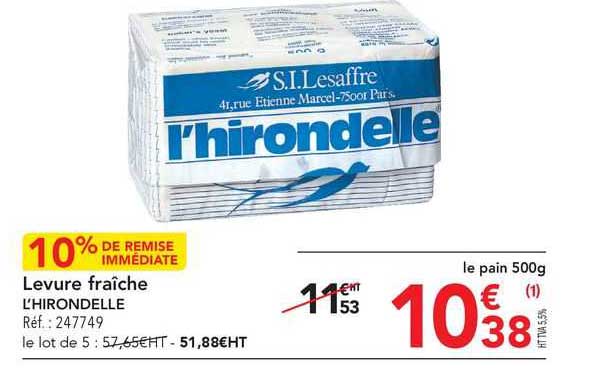 levure fraîche l'hirondelle