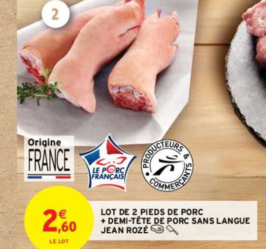 lot de 2 pieds de porc + demi-tête de porc sans langue jean rozé