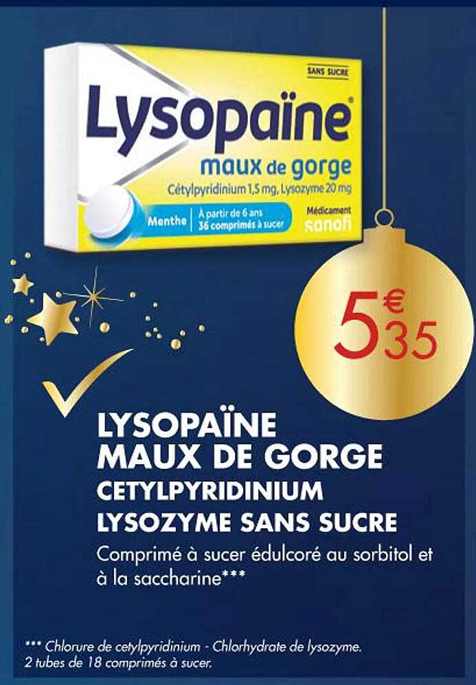 lysopaïne maux de gorge cetylpyridinium lysozyme sans sucre