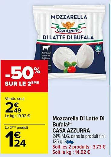 mozzarella di latte di bufala casa azzurra