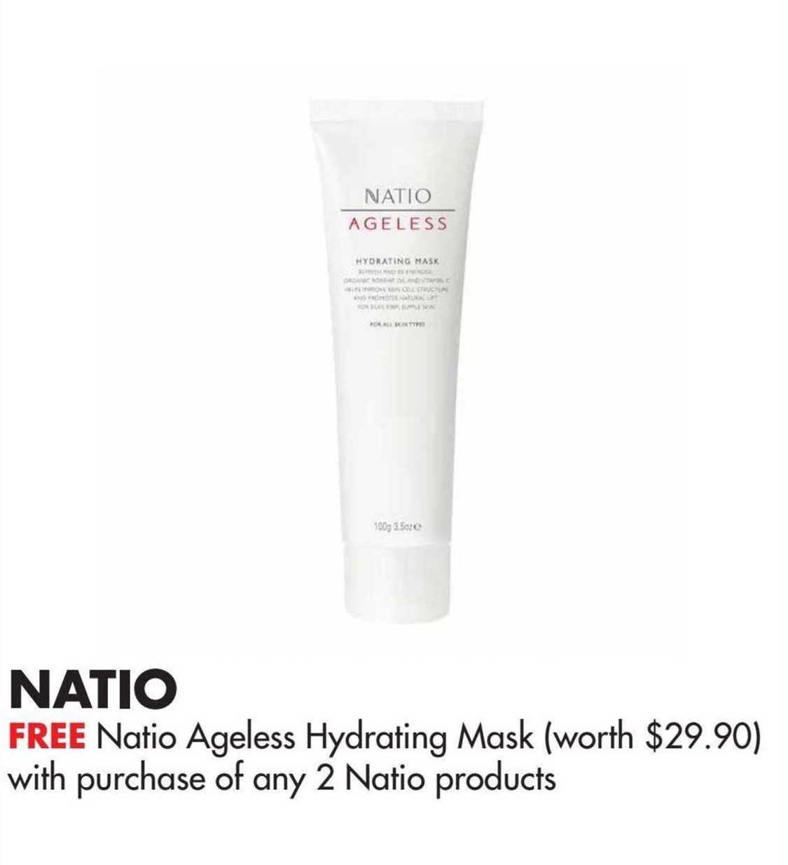 natio, free natio ageless hidrating mask with purchase of any 2 natio products
