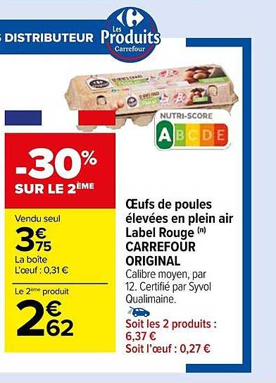 œufs de poules élevées en plein air label rouge carrefour original