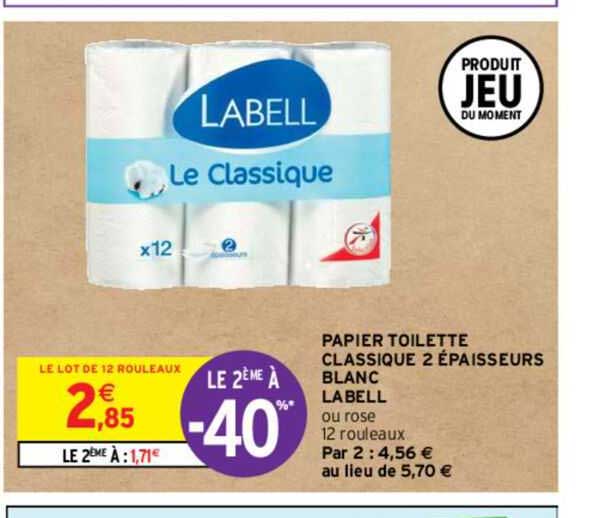 papier toilette classique 2 épaisseurs blanc labell