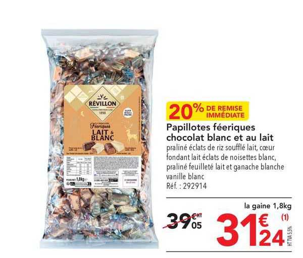 papillotes féeriques chocolat blanc et au lait