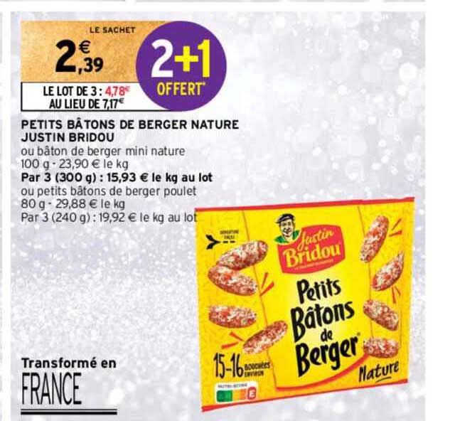 petits bâtons de berger nature justin bridou