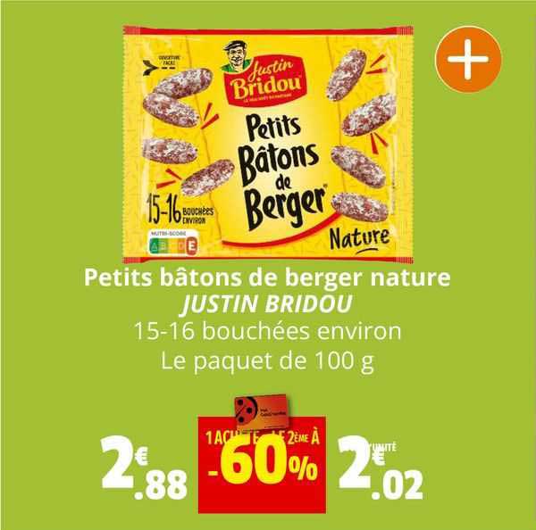 petits bâtons de berger nature justin bridou