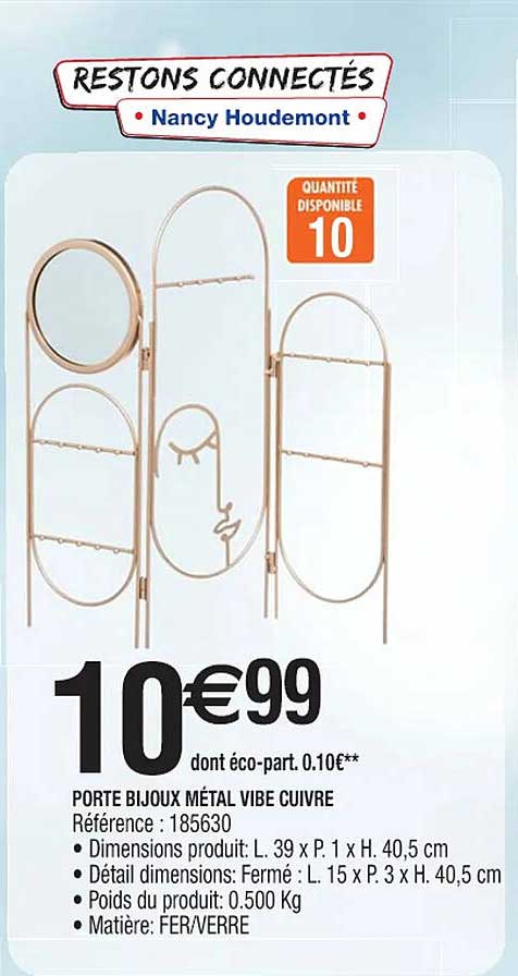 porte bijoux métal vibe cuivre