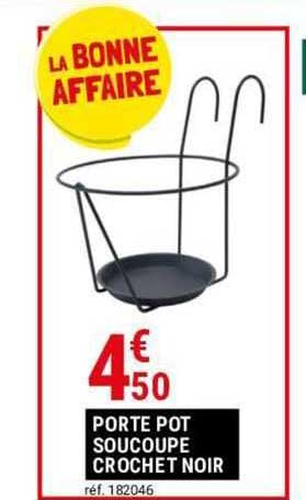 porte pot soucoupe crochet noir