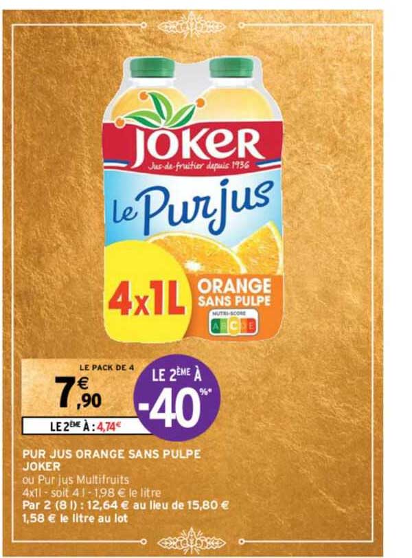 Pur Jus Orange Sans Pulpe Joker