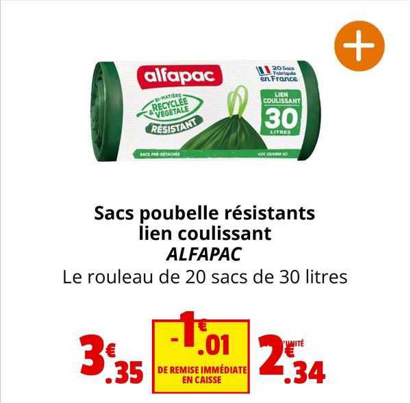 sacs poubelle résistants lien coulissant alfapac