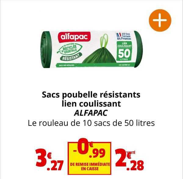 sacs poubelle résistants lien coulissant alfapac