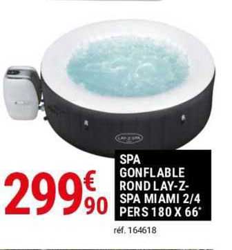 spa gonflable rond lay-z-spa miami 2/4 pers 180 x 66
