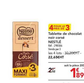 Tablette De Chocolat Noir Corsé Nestlé