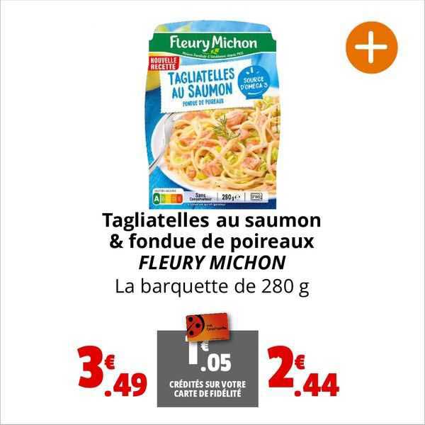 tagliatelles au saumon & fondue de poireaux fleury michon