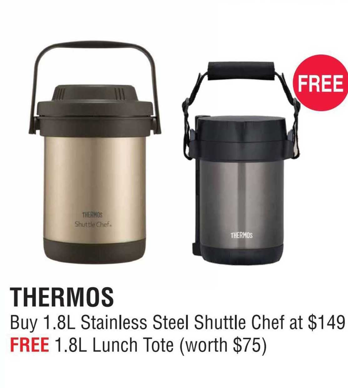 thermos 1.8l stainless steel shuttle chef, 1.8l lunch tote