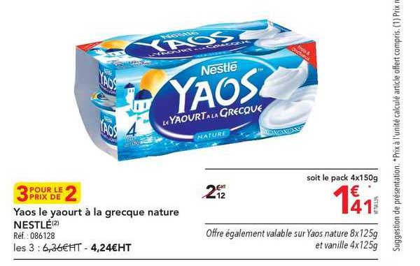 Yaos Le Yaourt à La Grecque Nature Nestlé