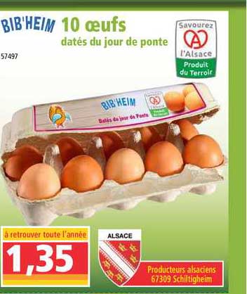 10 œufs datés du jour de ponte bib'heim