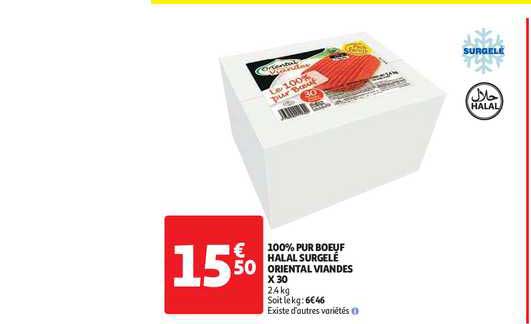 100% pur bœuf halal surgelé oriental viandes x30