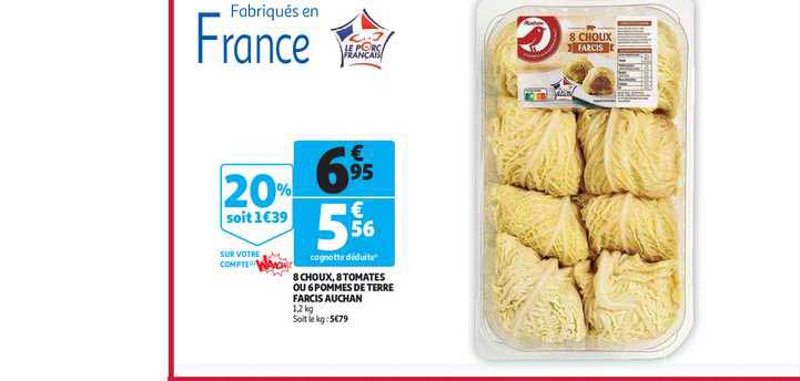 8 Choux, 8 Tomates Ou 6 Pommes De Terre Farcis Auchan